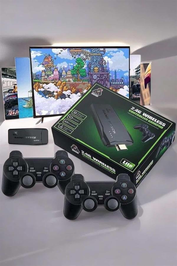 Najmaddin.com 4 585 Game Stick 2000 Oyunlu 2.4G Kablosuz Çift Kol Yüksek Hassasiyetli Wireless najmaddin.com oyunlarınızı kristal netliğinde deneyimlemenize olanak tanır. Kolay Kurulum ve Taşınabilirlik: Sadece TV'nize game stick’i takarak