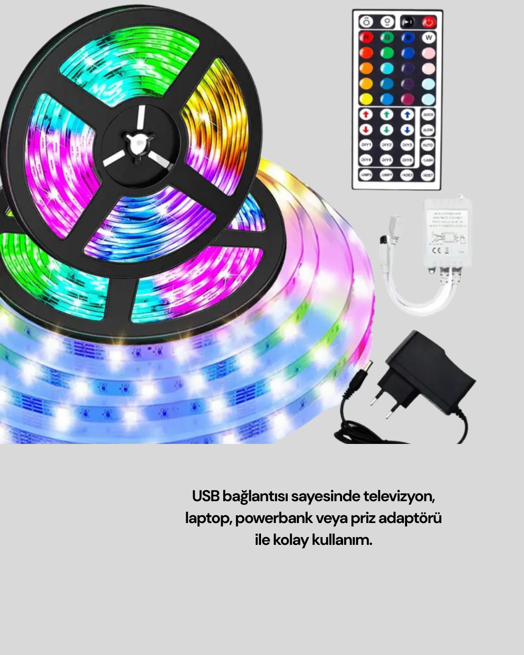 Najmaddin.com 6 1077 700x875 Sese Duyarlı 10M Smart Şerit Led IOS Android Kontrollü RGB Işık najmaddin.com powerbank veya priz adaptörleriyle çalışmasını sağlar. Enerji tasarruflu 5V çıkışıyla güvenli ve uzun ömürlü kullanım imkânı sunar. Suya dayanıklı tasarımı sayesinde iç ve dış mekânda kullanılabilir. Balkon