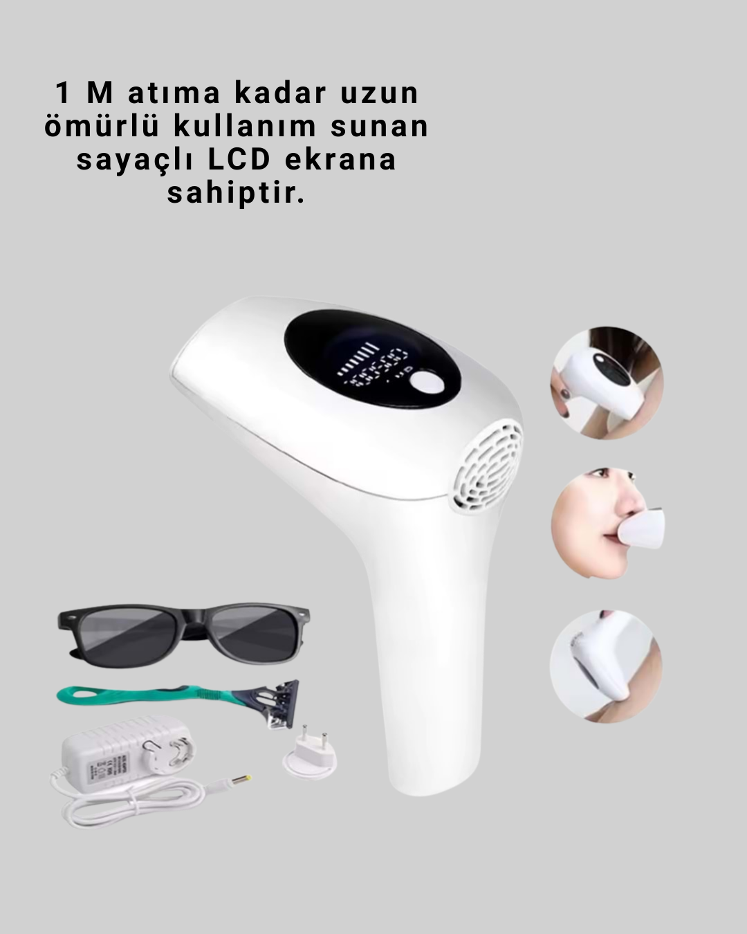 Najmaddin.com 6 1300 700x875 Hasuba IPL Lazer Epilasyon Cihazı HS-262 Kadın ve Erkek İçin najmaddin.com şarj durumu ve kalan atım sayısını göstererek kullanıcıya tam kontrol sağlar.Araştırmalara göre IPL cihazları düzenli kullanımda 3-4 seanstan sonra etkili sonuç vermeye başlar. İlk seanslar 2 haftada bir