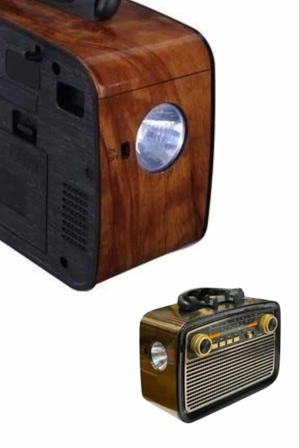 Najmaddin.com 6 1500 Nostaljik Görünümlü Ahşap Radyo TF SD USB Girişli Led Fener Işıklı najmaddin.com Nostaljik Görünümlü Ahşap Radyo TF SD USB Girişli Led Fener Işıklı