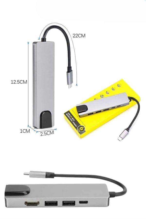 Najmaddin.com 6 1538 Usb Type-c Hub Dönüştürücü Çevirici Çoklayıcı Macbook Çevirici 8 Portlu najmaddin.com iş yerinde ve seyahatte vazgeçilmez bir araçtır.