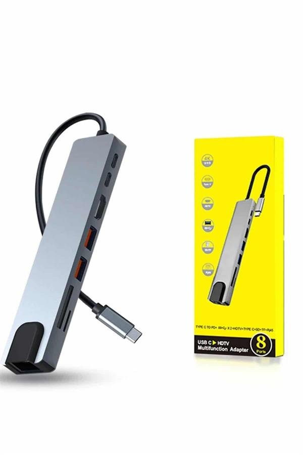 Najmaddin.com 6 1540 8 Portlu Macbook Çevirici Type C Hub SD TF USB Çoğaltıcı Ethernet najmaddin.com ve RJ45 Ethernet çıkışı gibi çeşitli bağlantı seçenekleri ile çok işlevli kullanım imkanı sağlar. 5 Gbps hızında veri aktarımı yapabilen bu dönüştürücü