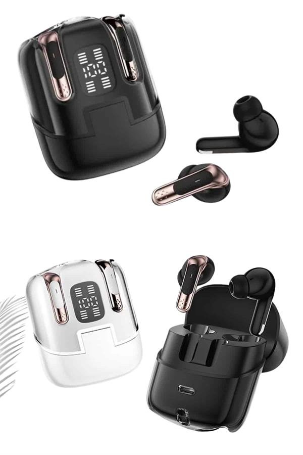 Najmaddin.com 6 1558 4 Adet Çift Kulaklık Dijital Göstergeli Yüksek Ses Kaliteli Bluetooth Kulaklık najmaddin.com taşınabilir medya oynatıcı