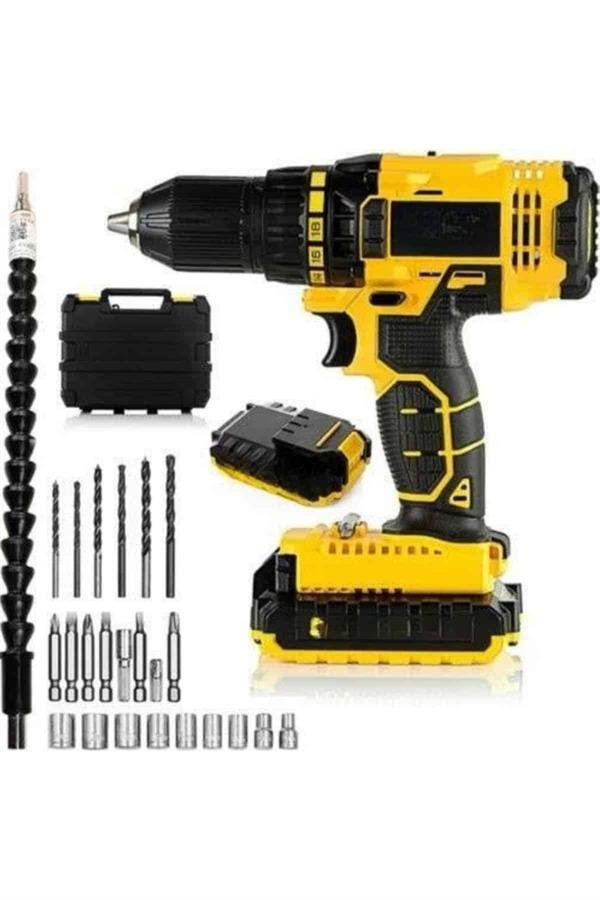 Najmaddin.com 6 1728 Matkap Seti 24 Parça Çift Bataryalı Darbeli Led Işıklı Vidalama najmaddin.com dayanıklılığı artırarak uzun ömürlü bir kullanım sunar. 2 vitesli hız ayarı ile farklı uygulamalara uygun olarak kullanılabilir; 0-350RPM düşük hız seçeneği hassas işler için