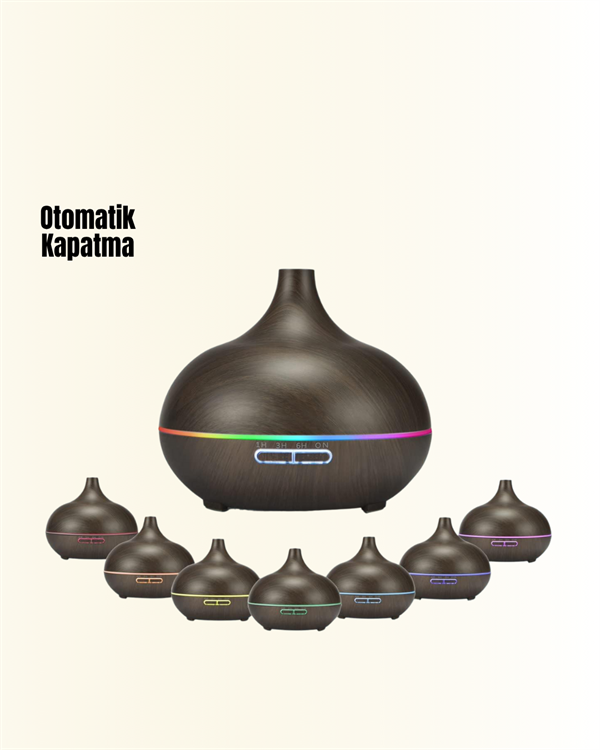 Najmaddin.com 6 1862 Zamanlayıcılı ve Otomatik Kapanmalı Aromaterapi Nemlendirici Difüzör najmaddin.com isteğe göre loş ya da parlak olarak ayarlanabilir veya tamamen kapatılabilir.