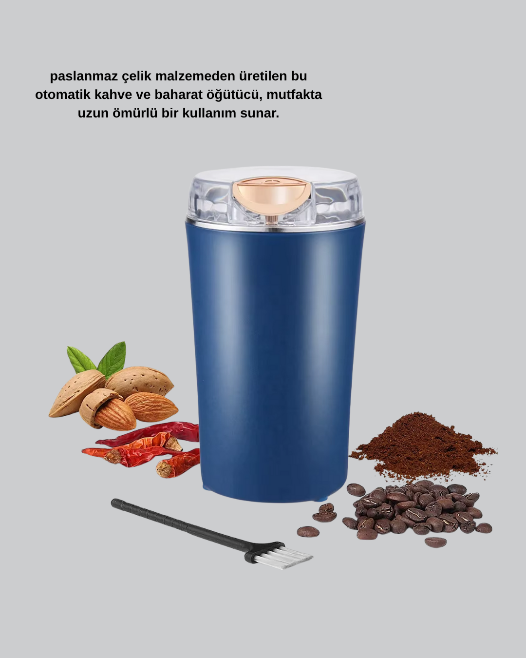 Najmaddin.com 6 2565 700x875 Otomatik Paslanmaz Çelik Kahve ve Baharat Öğütücü najmaddin.com manuel güç gerektirmeden hızlı ve zahmetsiz öğütme imkânı sunar. Kullanıcı dostu tek tuş kontrolüyle işlemlerinizi kolayca gerçekleştirebilir