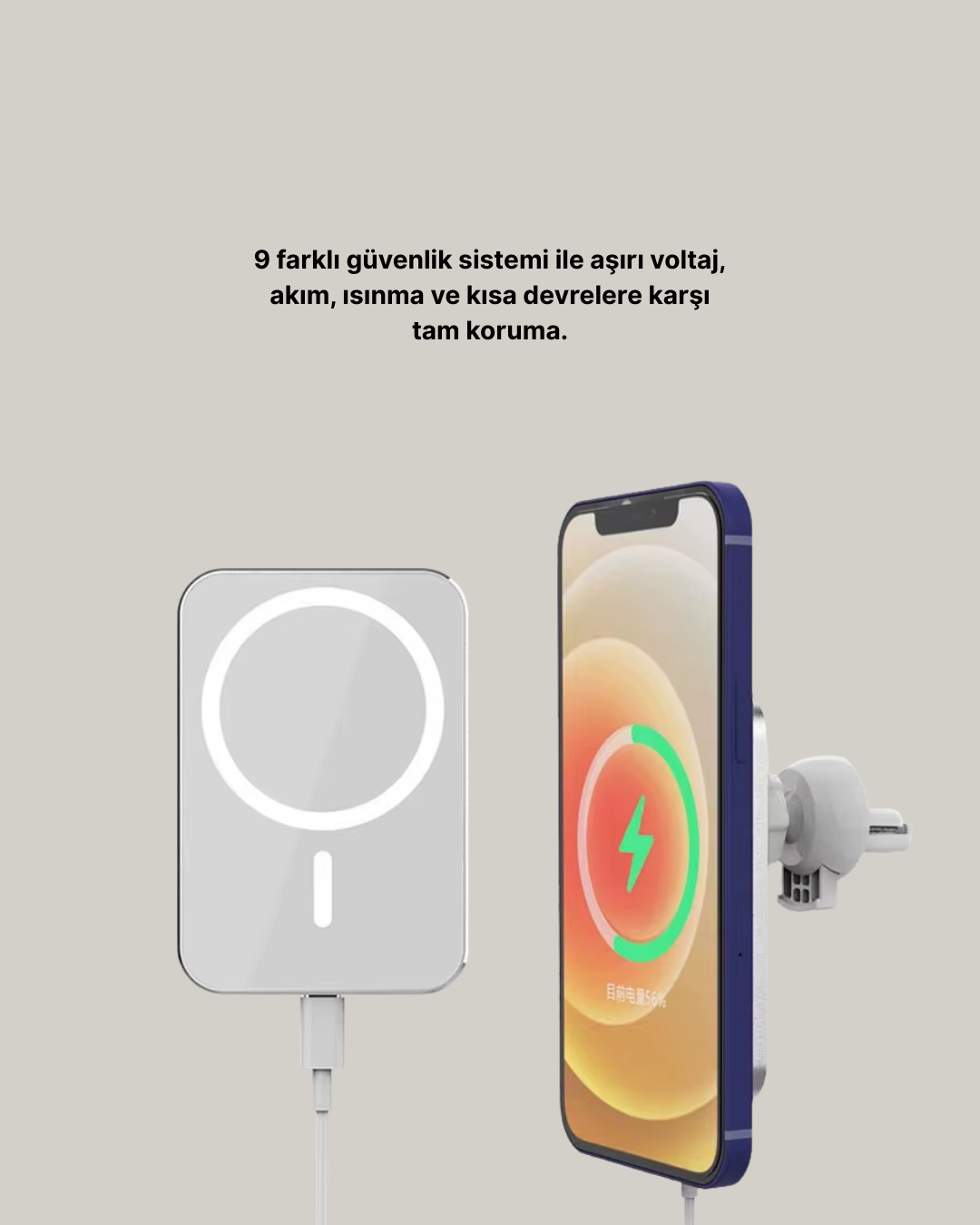 Najmaddin.com 6 596 700x875 360° Döner Başlıklı MagSafe Araç Telefon Tutucu 15W Güvenli Kablosuz Şarj najmaddin.com telefonunuzu her açıdan kolayca kullanmanıza imkan tanır. Bu özellik özellikle uzun yolculuklarda navigasyon kullanımını çok daha rahat hale getirir. Kompakt tasarımı sayesinde aracınızda fazla yer kaplamaz ve modern görünümüyle aracınızın iç tasarımına uyum sağlar. Tek elle kolay kullanım imkanı sunan ergonomik yapısı