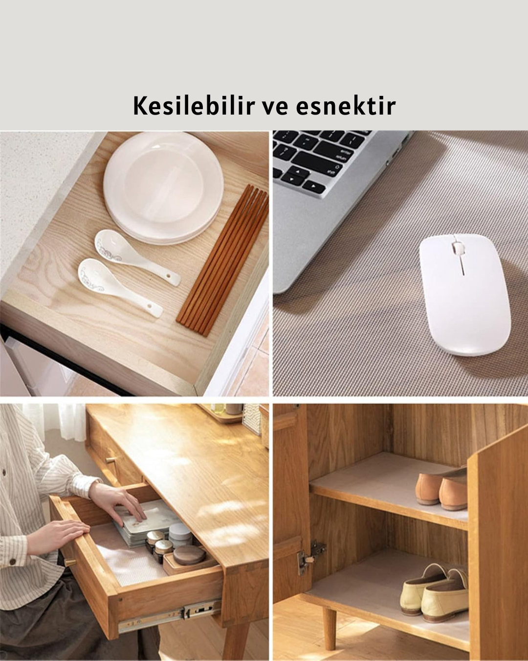 Najmaddin.com 6 740 700x875 Kaydırmaz şeffaf raflık çekmece örtüsü 45x300 cm najmaddin.com eşyalarınızın sabit kalmasını sağlayarak düzeni en üst seviyeye taşır. 45x300 cm boyutları ile geniş kullanım alanı sunar