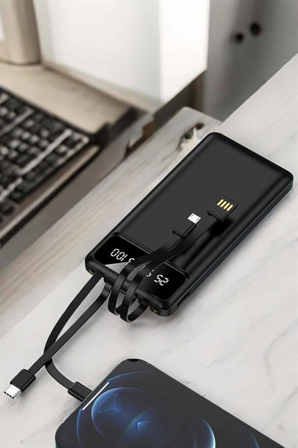 Najmaddin.com 1087 Powerbank 20.000 Mah LCD Ekran USB Lightning Type-C Uyumlu İOS ve Android najmaddin.com 20.000mAh PD 2 LED Işık LCD Gösterge Dahili USB Lightning Type-C Mikro Powerbank