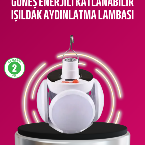 Solar ve USB şarj özellikli katlanabilir LED lamba