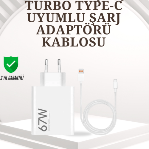 67W turbo hızlı şarj adaptörü ve Type-C kablo seti