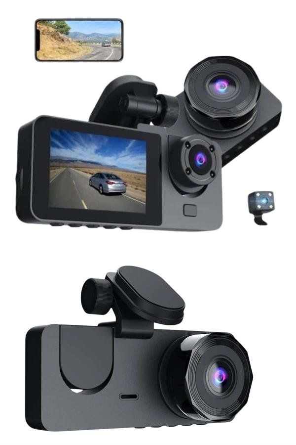 Najmaddin.com 1862 3 Kameralı 2 İnç 1080P Araç İçi Kamera Sürüş Kamerası CarPlay najmaddin.com Bu gelişmiş 3 yönlü araç içi kamera sistemi