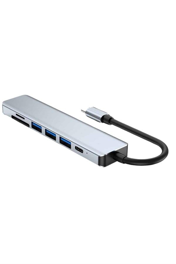 Najmaddin.com 2064 8 Portlu Macbook Çevirici Type C Hub SD TF USB Çoğaltıcı Ethernet najmaddin.com Bu 8 in 1 Type-C dönüştürücü