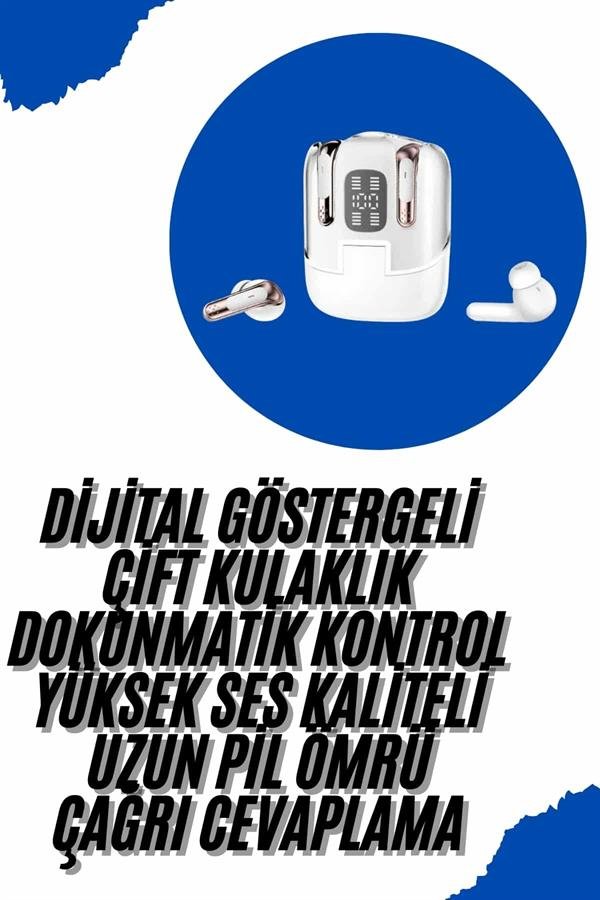 Najmaddin.com 2083 Profesyonel Dijital Göstergeli Düşük Gecikme Bluetooth Kulaklık Çift Kulaklık najmaddin.com Dokunmatik Kontrollü Bluetooth Kulaklık – Dijital Ekranlı
