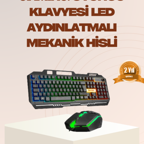PG8018 LED ışıklı mekanik oyuncu klavye ve mouse seti
