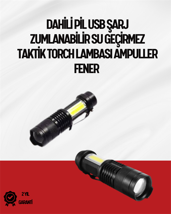 Najmaddin.com 2375 Mini Boy LED El Feneri - 2000 Lümen Su Geçirmez Tasarım najmaddin.com Küçük boyutlu ve taşınabilir yapısıyla bu LED el feneri