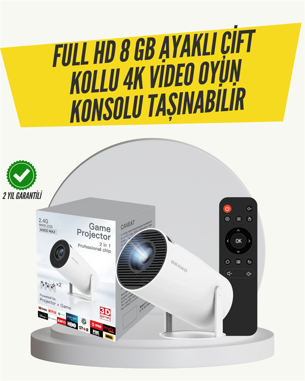 Najmaddin.com 2579 Kablosuz 4K Projeksiyon – Wi‑Fi 6 & Bluetooth 5.0 ile Oyun ve Uygulama Merkezli najmaddin.com Bu gelişmiş projeksiyon cihazı