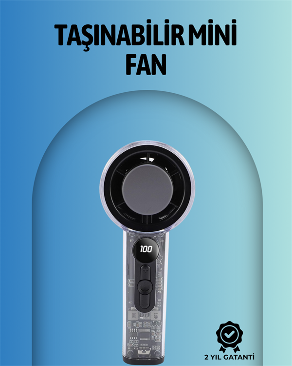 Najmaddin.com 2656 Şeffaf Kasa El Fanı | 5V 2A | 100 Kademeli Hava Akışı | Type-C Girişli najmaddin.com Fonksiyonelliği estetikle buluşturan bu şeffaf tasarımlı taşınabilir el fanı
