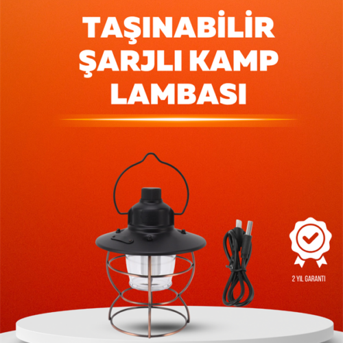 Dış mekanlar için tasarlanmış bu şarjlı retro LED kamp feneri