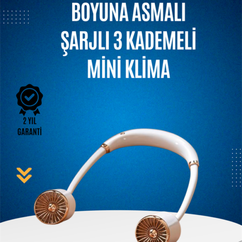 USB şarjlı asılabilir boyun tipi mini fan