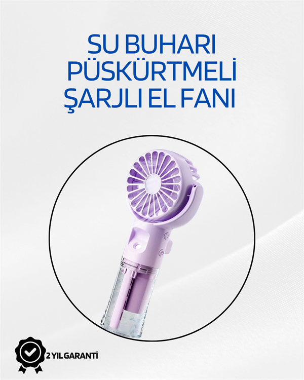 Najmaddin.com 2754 Taşınabilir Şarjlı Su Sisi Püskürtmeli Mini El Fanı – 4 Hız Ayarı Tip-C Şarjlı Sessiz Motor najmaddin.com Yaz aylarının kavurucu sıcaklarına karşı hem pratik hem şık bir çözüm arıyorsanız