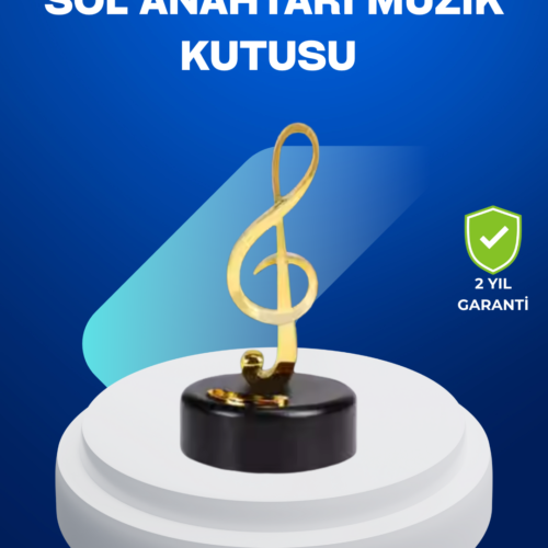 Sol anahtarı figürlü dönen müzik kutusu
