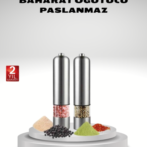 Bu otomatik pilli tuz ve karabiber öğütücü seti