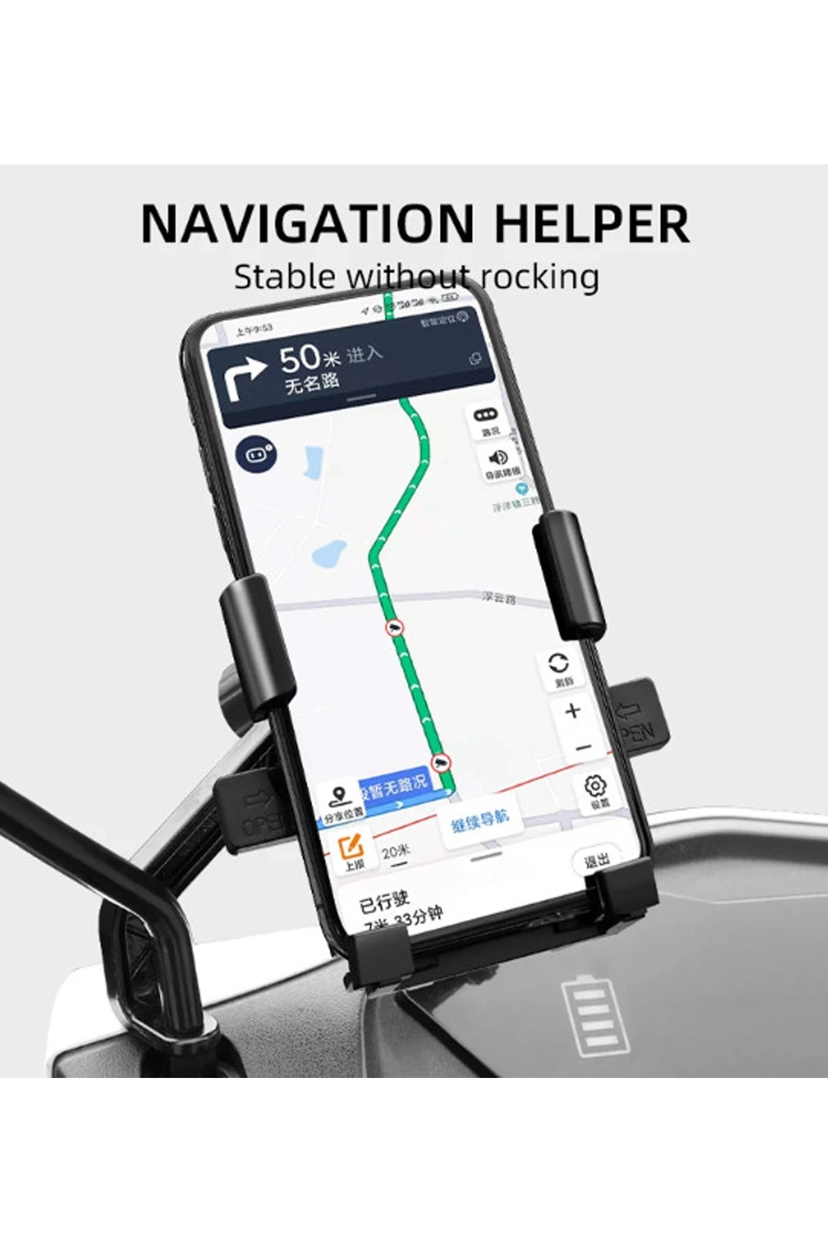 Otommatik Model Motosiklet Telefon Tutucu Ayna Bağlantılı - Görsel 3