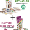 Oyuncak Manyetik Mıknatıslı 30 Parça Hayvanlar 26 Parça Sebze Meyveler Eğitici Set Magnet