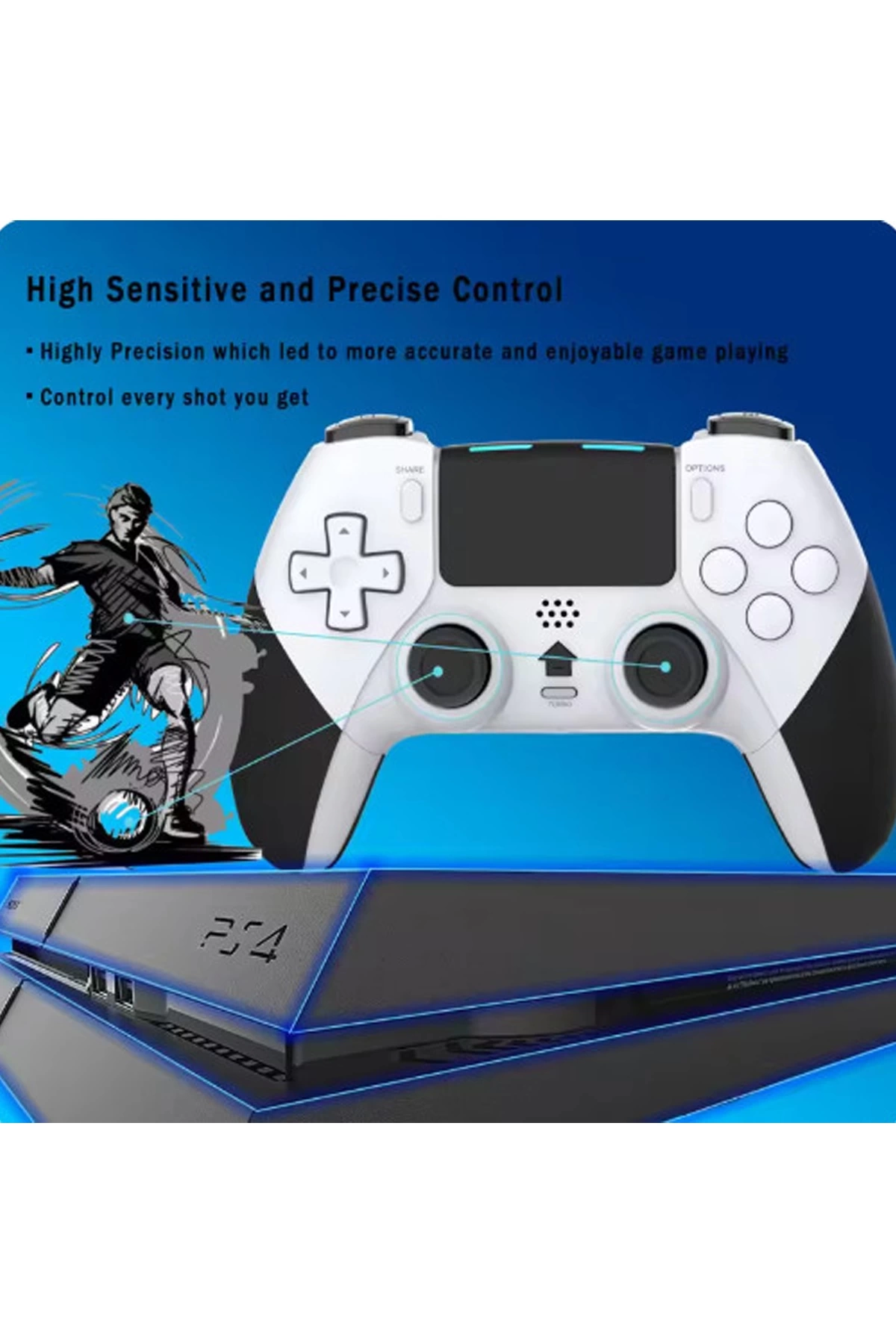 P4 Plus Bluetooth Titreşimli Ps4/ps5 Uyumlu Pc Telefon Joystick Kablosuz Oyun Kolu Siyah - Görsel 3