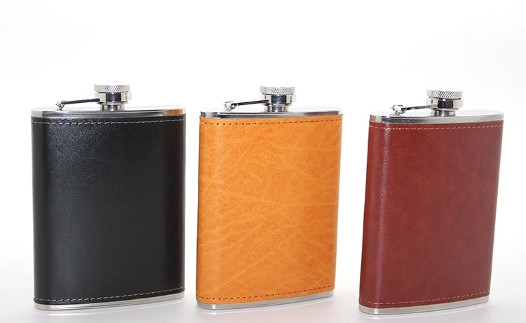 Paslanmaz Çelik Tekli 8 Oz Derili Matara Alk2661