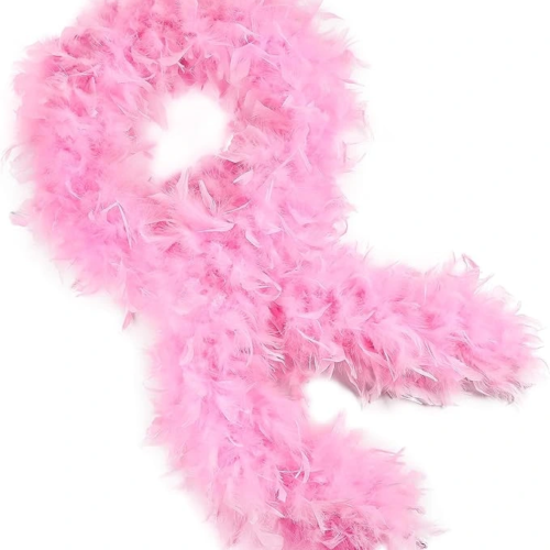 Pembe Renk Kabarık Kalın Otriş Boa Tüy 6 Cm Genişlik 180-200 Cm Uzunluk