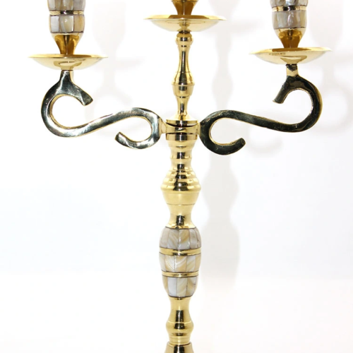 Pirinç Sedefli 3'lü Şamdan Model 3