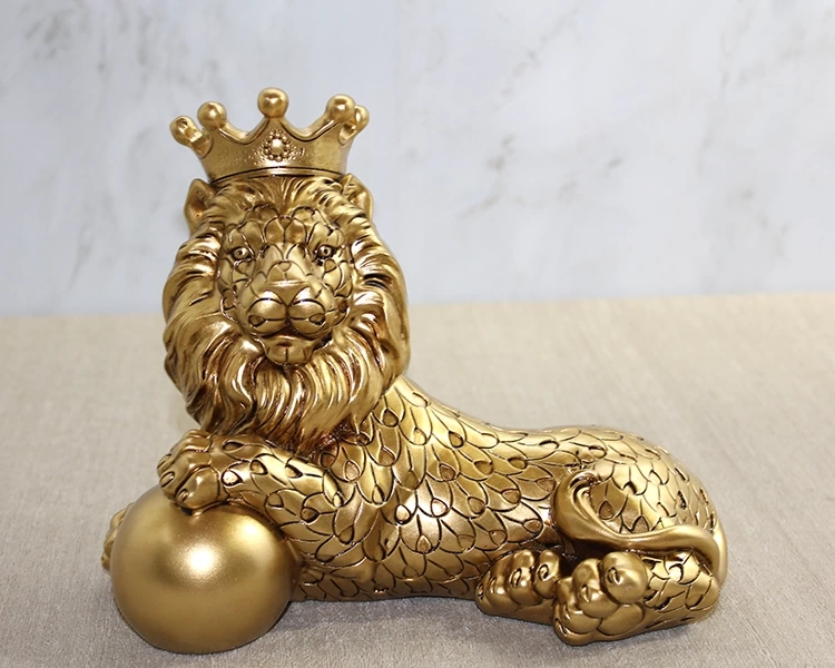 Polyester Dekoratif Taçlı Aslan Figürü Alk2575