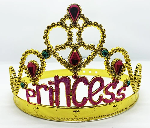 Prenses Yazılı Altın Renk Ayarlanabilir Parti Tacı