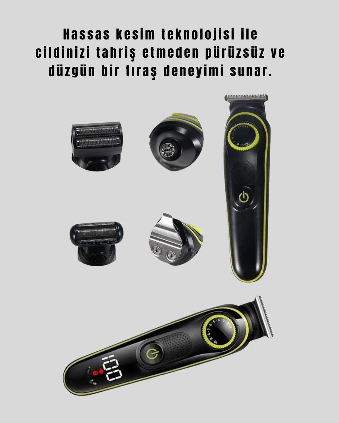 Profesyonel Erkek Sac Sakal Sekillendirme Ve Vucut Bakim Seti Sarjli Tiras Makinesi 336881535 Sw1080sh1350 700x875 Profesyonel Erkek Saç Sakal Şekillendirme ve Vücut Bakım Seti Şarjlı Tıraş Makinesi najmaddin.com modern ve şık tasarımı ile öne çıkarken aynı zamanda üstün performans sunar. 5 farklı başlığı ile saç kesiminden sakal düzeltmeye