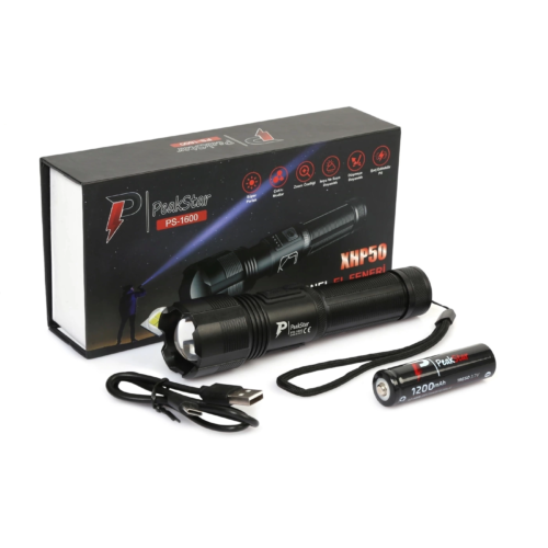 Ps-1600 Süper Parlak Led Zoomlu 5 Mod Su Geçirmez Profesyonel Kamp Bekçi Avcı Feneri