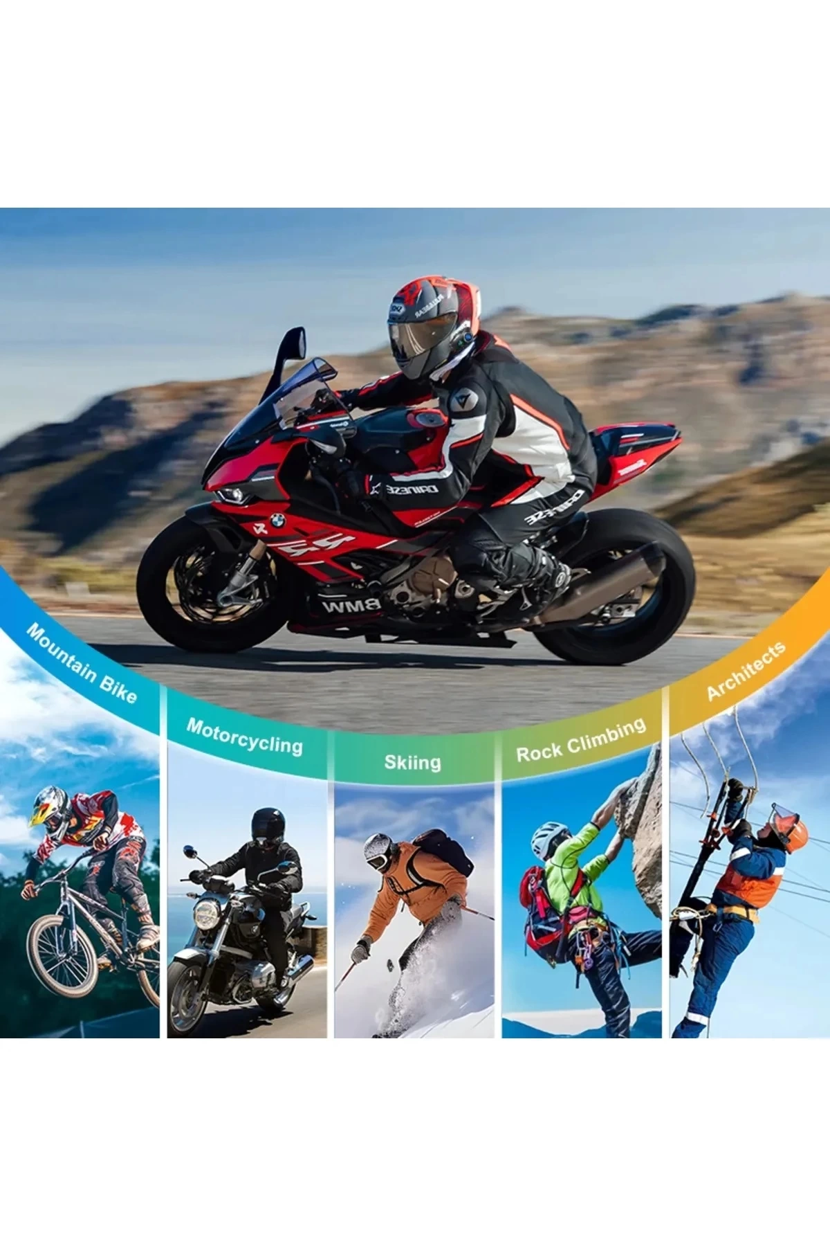 Q28 Motosiklet Kask Bluetooth Kulaklık 1080p Kamera Interkom Kulaklık Su Geçirmez Intercom - Görsel 3