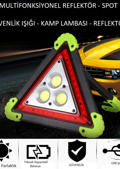 Reflektör 3 Ledli Güneş Enerjili - Kamp Feneri - Işıldak - Powerbank