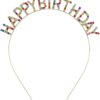 Rengarenk Kristal Taşlı Ekstra Lüks Gümüş Kaplama Happy Birthday Taç 16x17 Cm