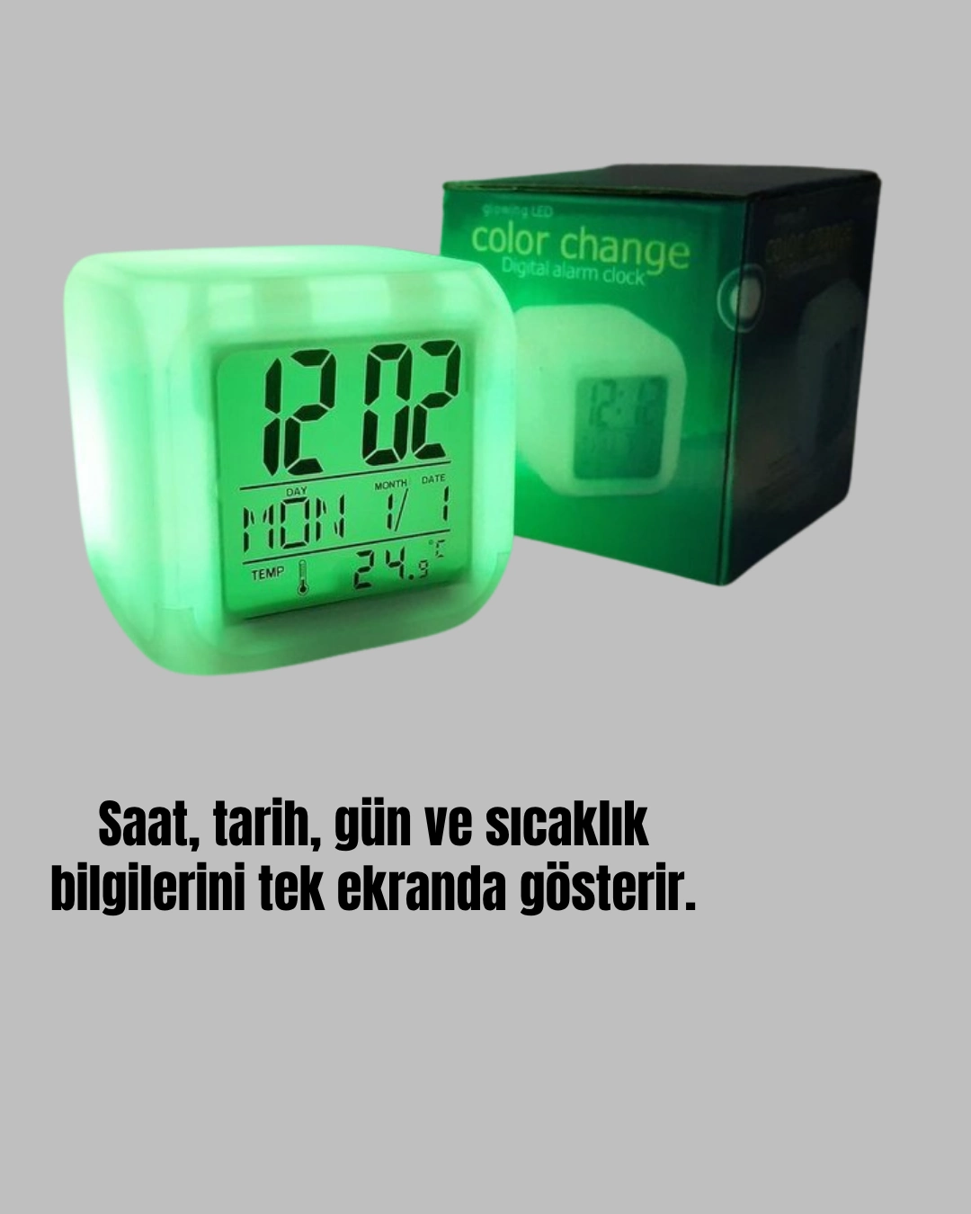 Renk Degistiren Led Alarmli Dijital Kup Masa Saati 381585126 Sw1080sh1350 700x875 Renk Değiştiren LED Alarmlı Dijital Küp Masa Saati najmaddin.com hem fonksiyonelliği hem de dekoratif görünümü ile evinizin veya ofisinizin en dikkat çekici aksesuarlarından biri olacak. 7 farklı LED renk seçeneği sayesinde odanızı istediğiniz renge dönüştürerek şık bir atmosfer yaratır.Saat