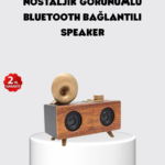 Retro Gramofon Tasarımlı Bluetooth Hoparlör – 3D Stereo Ses