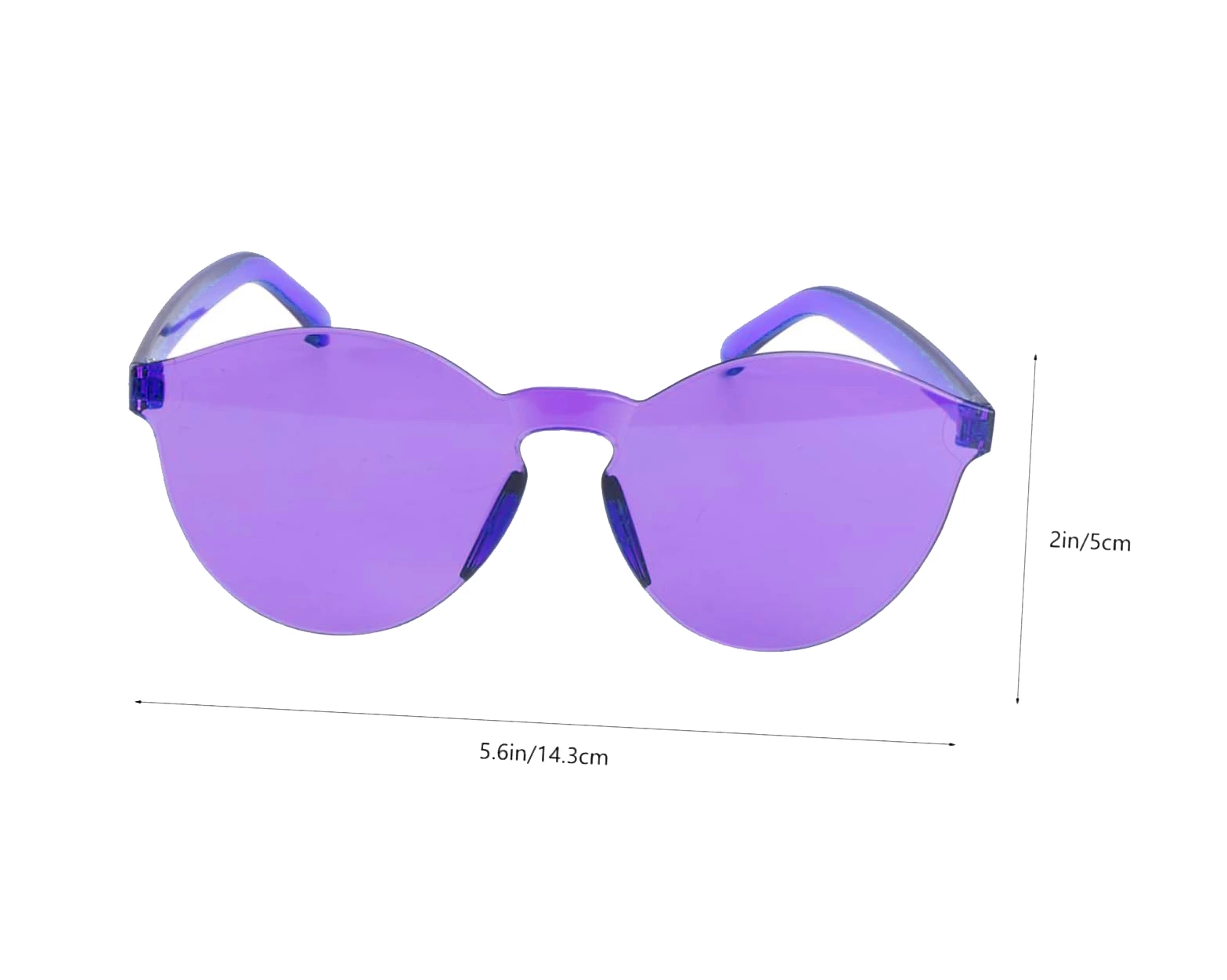 Sert Mika Oval Şekilli Çerçevesiz Mor Gözlük Retro Parti 5x14 Cm - Görsel 3