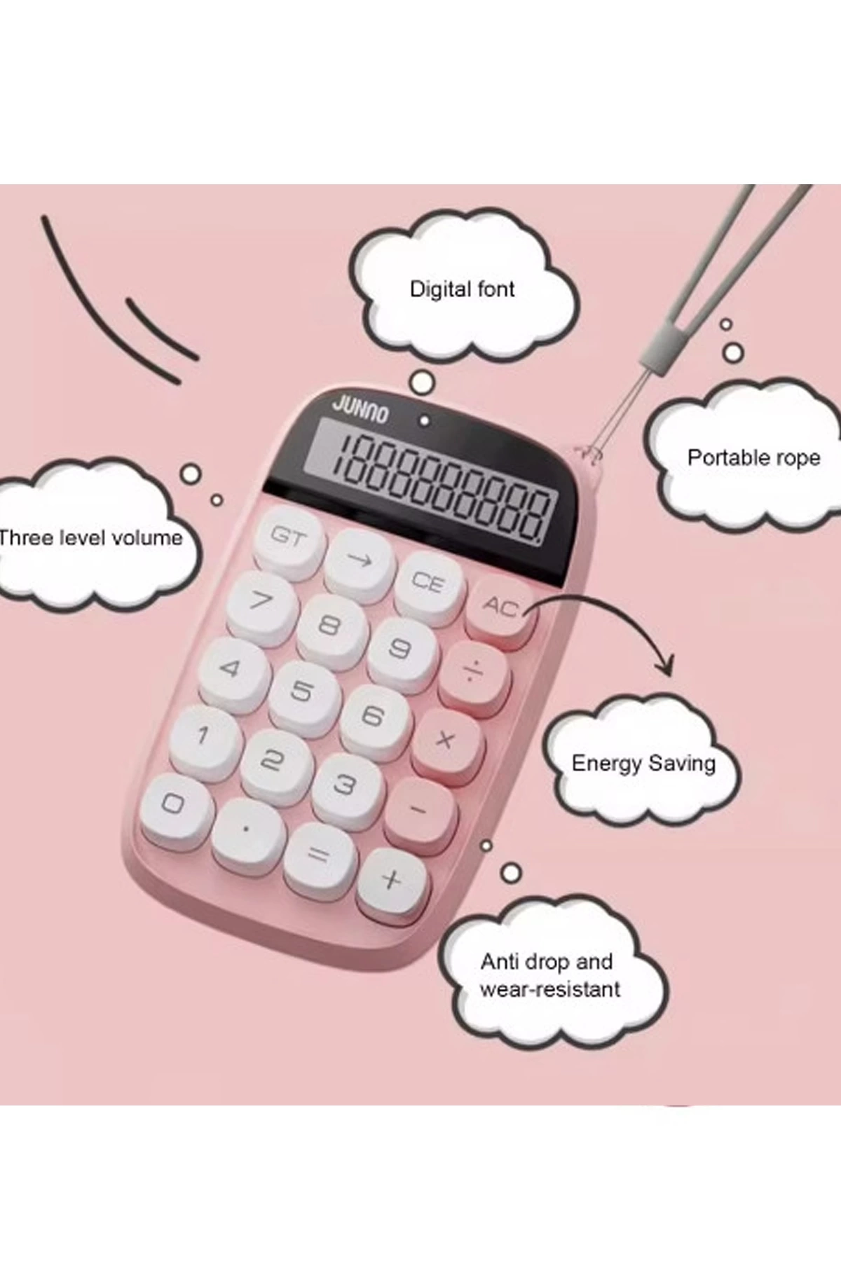 Sevimli Kare Tuşlu 10 Haneli Ldc Ekran Hesap Makinası Yeşil - Görsel 3