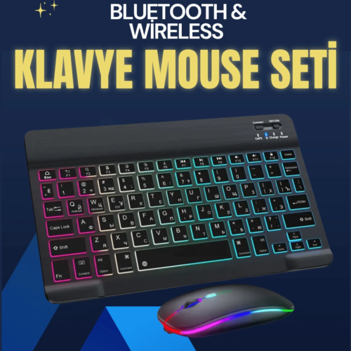 Şık ve Sessiz Tasarımlı Işıklı Klavye Mouse Seti – Şarjlı
