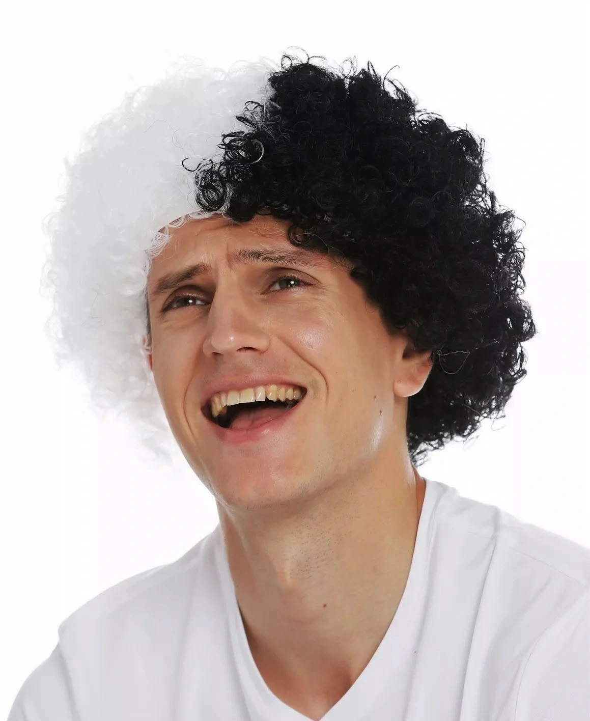 Siyah Beyaz Kıvırcık Afro Bonus Peruk Taraftar Bonus Saç - Görsel 3