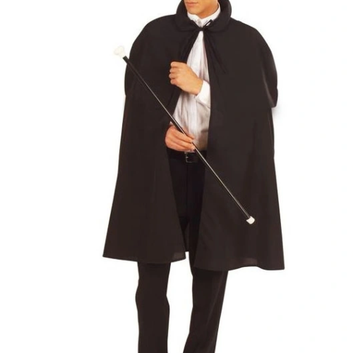 Siyah Sihirbaz Pelerini  Ve Sihirbaz Şapkası  Yetişkin Boy