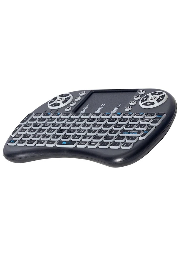 Smart Tv Box Ps3 Uyumlu Kablosuz Dokunmatik Işıklı Şarjlı Touchpadli Mini Q Klavye - Görsel 3