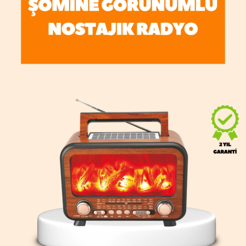Şömine Alev Işıklı Solar Bluetooth Hoparlör – 7W Güçlü Ses