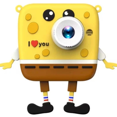 Sünger Bob Tasarımlı Yeni Nesil Çocuk Dijital Mini Fotoğraf Makinesi Çift Kamera